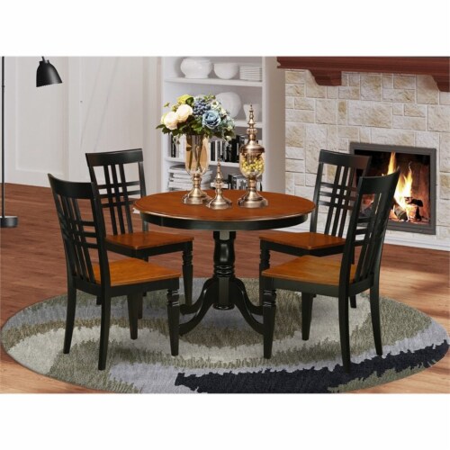 5 Pc set with a Dining Table and 4 Dinette Chairs in Black and Cherry Perspective: back