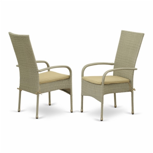 GUOS5-03A 5Pc Outdoor-Furniture Natural Color Wicker Dining Set Perspective: back