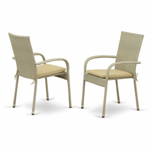 JUGU5-03A 5Pc Outdoor-Furniture Natural Color Wicker Dining Set Perspective: back