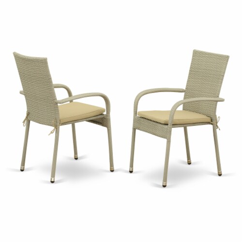 JUGU5-03A 5Pc Outdoor-Furniture Natural Color Wicker Dining Set Perspective: back