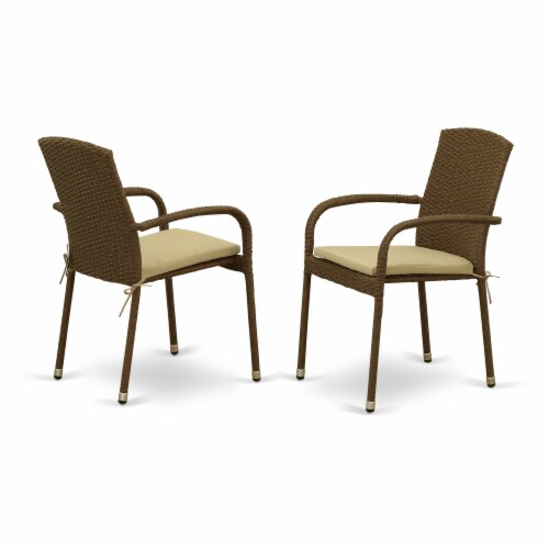 OSJU7-02A 7Pc Outdoor-Furniture Brown Wicker Dining Set Perspective: back