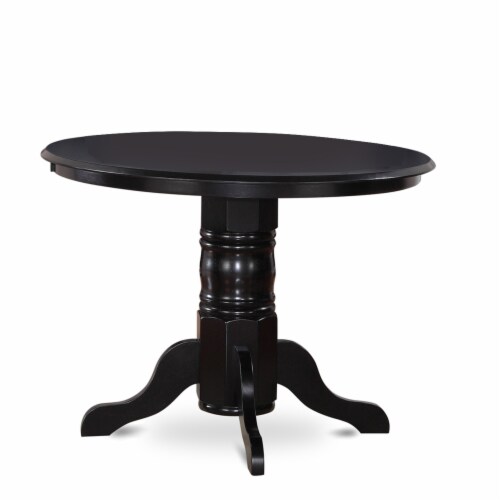 3-Pc Set 1 Table & 2 Cream Linen Fabric Dining Padded Chairs Back - Black Perspective: back
