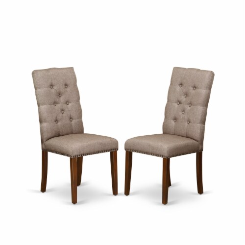 East West Furniture Dublin 3-piece Wood Dining Set in Mahogany/Dark Khaki Perspective: back