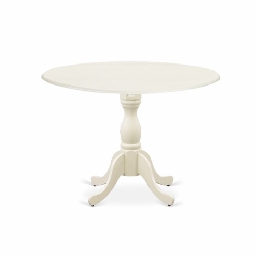 East West Furniture Dublin 5-piece Wood Dining Set in Linen White/Baby Blue Perspective: back