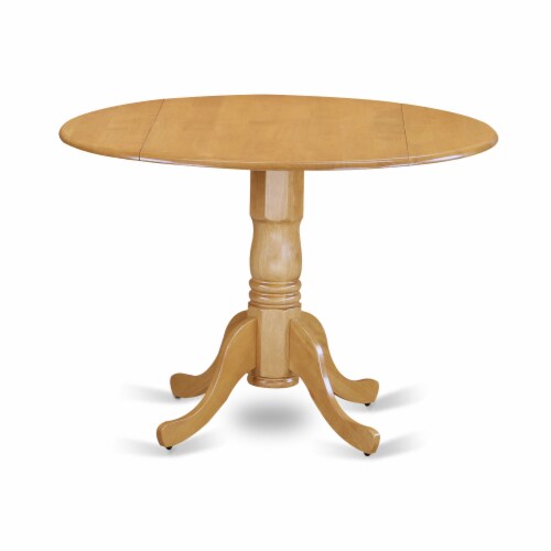 East West Furniture Dublin 3-piece Table and Dining Slatted Back Chairs in Oak Perspective: back
