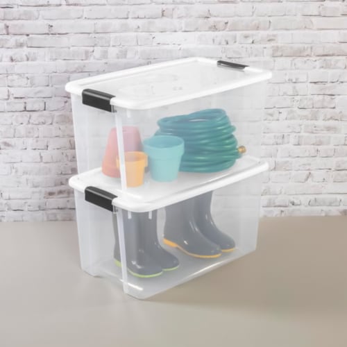 Sterilite 70 Quart Ultra Latch Storage Box (4 Pack) & 64 Qt. Container (6 Pack) Perspective: back