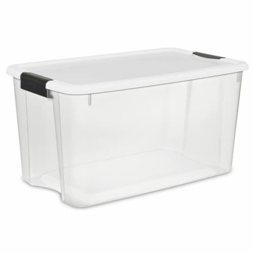 Sterilite 70 Quart Ultra Storage Container Box (4 Pack) & 6 Quart Tote (12 Pack) Perspective: back