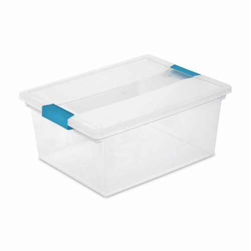 Sterilite Clear Medium Storage Tote, 12 Pack, and Large Storage Tote, 12 Pack Perspective: back