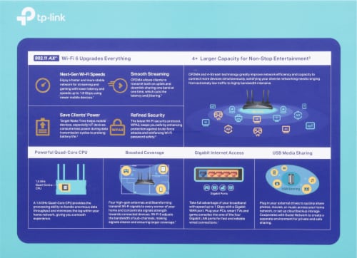 TP-Link ARCHER AX1800 4 Stream Dual-Band WiFi 6 Wireless Router Speeds up to 1.8 Gbps Perspective: back