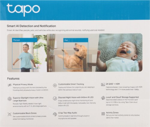 TP-Link Tapo Indoor Wired 2K Pan-Tilt AI Security Camera Perspective: back