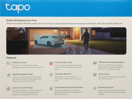 TP-Link Tapo 2K Indoor/Outdoor Cameras With 10000mAh Battery Perspective: back