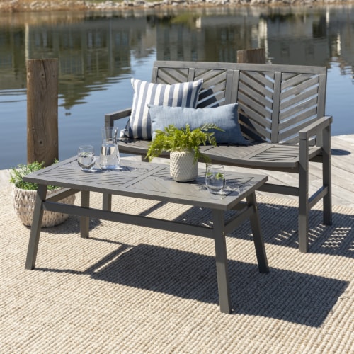 2 Piece Chevron Outdoor Patio Chat Set Grey Wash 1 King Soopers