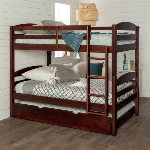 Walker Edison Solid Wood Twin over Twin Bunk Bed + Storage/Trundle Bed