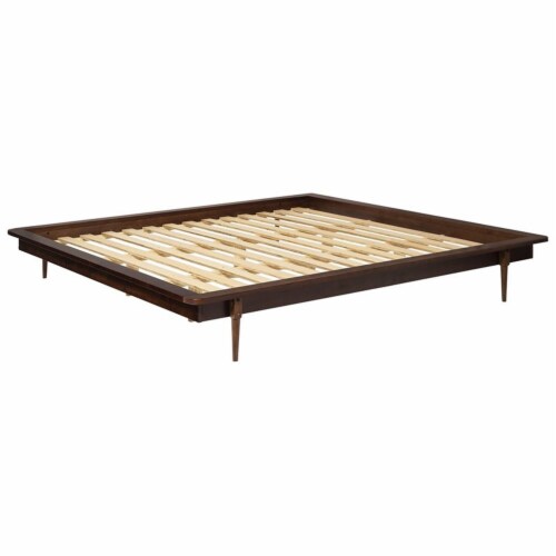 King Mid Century Modern Solid Wood Platform Bed Walnut 1 Kroger