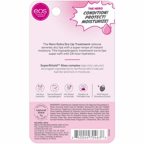eos The Hero Extra Dry Natural Strawberry Extract Lip Treatment Perspective: back