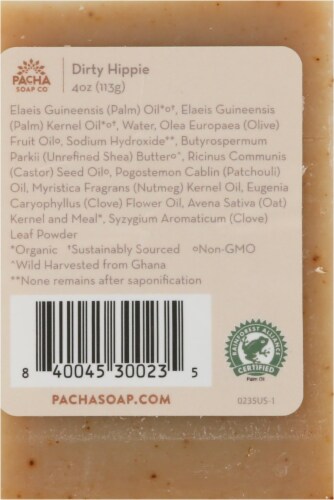 Pacha Soap Co. Dirty Hippie Bar Soap Perspective: back