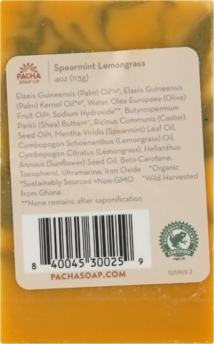 Pacha Soap Co. Spearmint Lemongrass Bar Soap Perspective: back