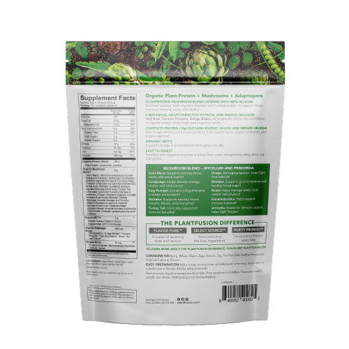 PlantFusion Mushrooms & Protein Vanilla Powder Perspective: back