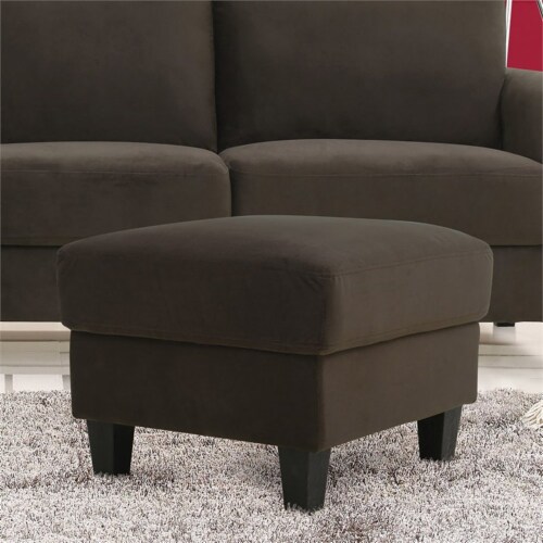 LifeStyle Solutions Wentworth Square Ottoman in Brown Microfiber