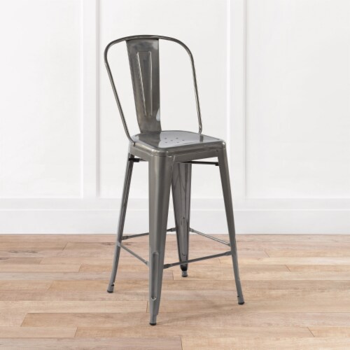 29'' SILVER Slat Back Metal Counter Stools set of 4, 1 unit Kroger
