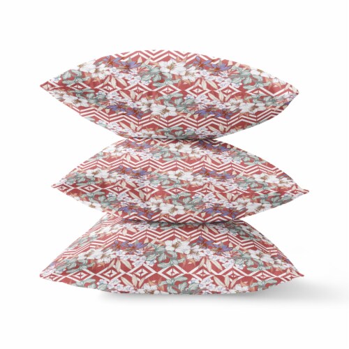 Lily Garden Stripes Broadcloth Blown And Closed Pillow In Red White Perspective: back