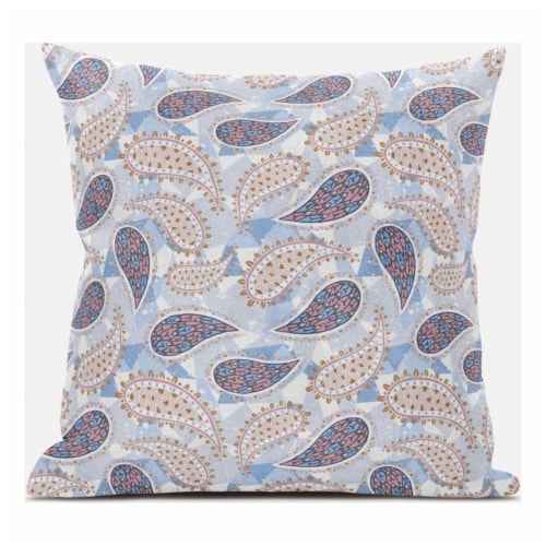 Paisley on Abstract Throw Fabric Pillow in Pink Light Blue 18x18 Perspective: back