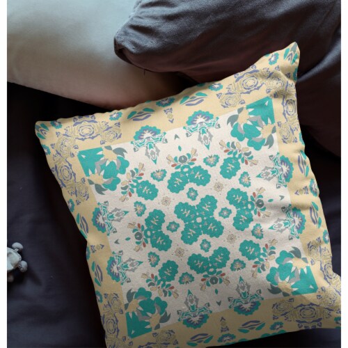 Rose Box Suede Zippered Pillow W Insert By Amrita Sen In Yellow And White Perspective: back
