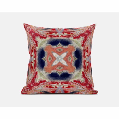 Pastel Floral Squares Suede Blown And Closed Pillow Red Indigo Green Cream 1 Pick n Save