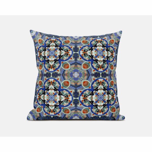 Clover Leaf Floral Suede Zippered Pillow With Insert Blue Orange Perspective: back