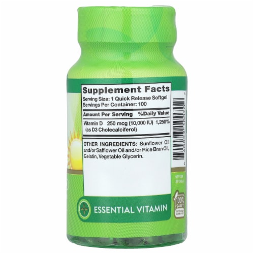 Nature's Truth Vitamin D3 High Potency 250 mcg (10 000 IU) - 100 Quick Release Perspective: back
