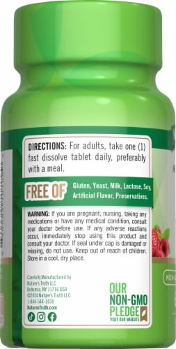 Nature’s Truth Vit B-12 5,000 mcg Methyl Fast Dis Tabs Perspective: back