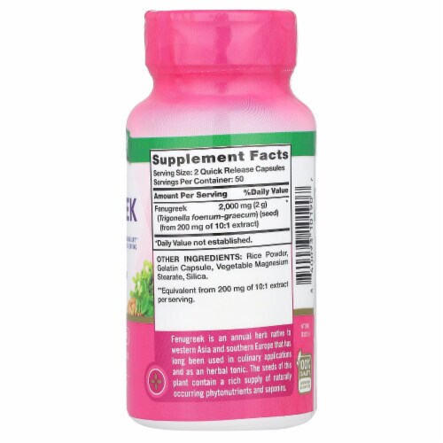 Nature's Truth Fenugreek 2 000 mg 100 Quick Release Capsules (1 - 000 mg per Capsule) Perspective: back