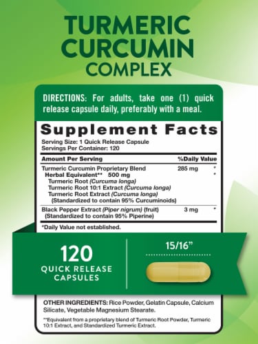 Nature’s Truth Turmeric Cmplx 500 mg+Blk Pep 100+20 Caps Perspective: back