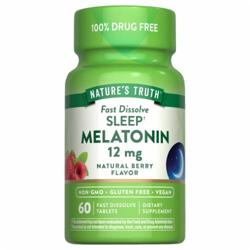 Nature’s Truth Melatonin 12 mg 60 Fast Dissolve Tabs Perspective: back