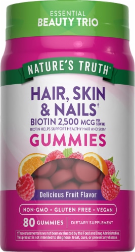 Nature's Truth Goregous Hair Skin & Nail Botin Gummies 2500mcg Perspective: back
