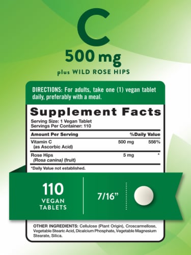 Nature’s Truth Vit C 500 mg 100+10 Tablets Perspective: back