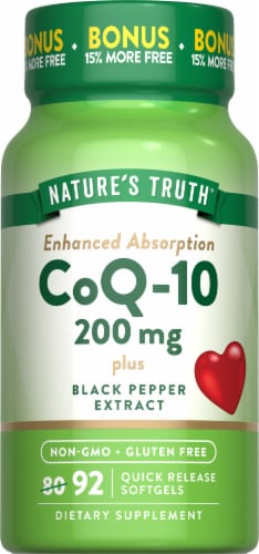 Nature’s Truth Co-Q-10 200mg 80 + 12 Softgels Perspective: back