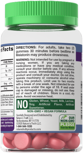 Nature's Truth Extra Strength Melatonin Gummies 10mg Perspective: back