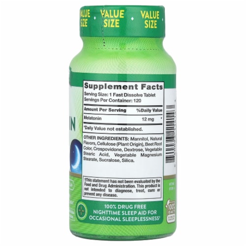 Nature's Truth Sleep Melatonin Natural Berry 12 mg - 120 Fast Dissolve Tablets Perspective: back