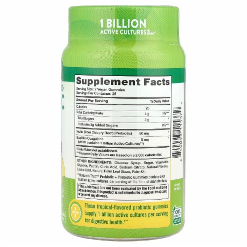 Nature's Truth Digestive Aid 50 Gummies Perspective: back