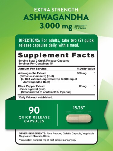 Nature’s Truth Ashwagandha 3000mg 90 Capsules Perspective: back