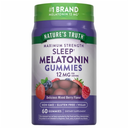 Nature's Truth 12 mg Maximum Strength Delicious Mixed Berry Flavor Sleep Melatonin Perspective: back