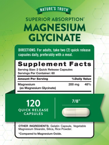 Nature's Truth Magnesium Glycinate Capsules Value Size Perspective: back