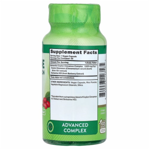 Nature’s Truth Berberine Complex w/ Ceylon Cinnamon 50 Capsules Perspective: back