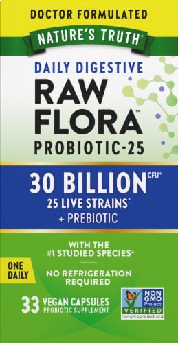 Nature's Truth Raw Flora 30 Billion DAILY DIGESTIVE Probiotic Perspective: back