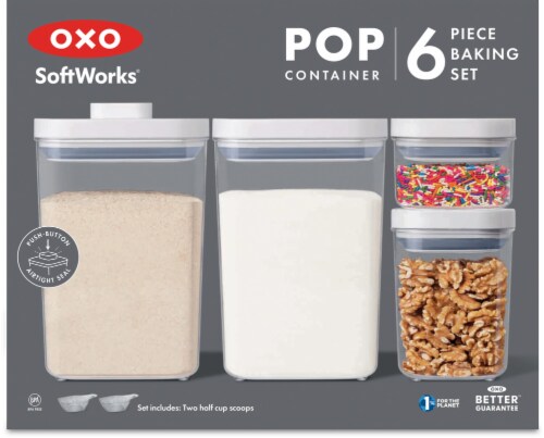 OXO Good Grips 6 Piece(3 Containers & 3 Scoops) Large Canister Set with  Scoops, 4.4 qt each, White