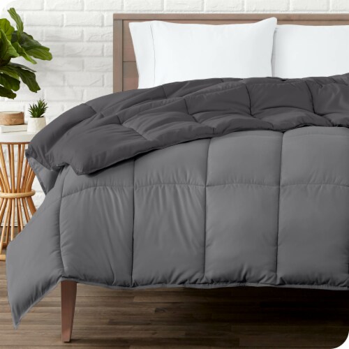 Bare Home Reversible Down Alternative Comforter - Grey/Forged Iron Grey, Full Perspective: back