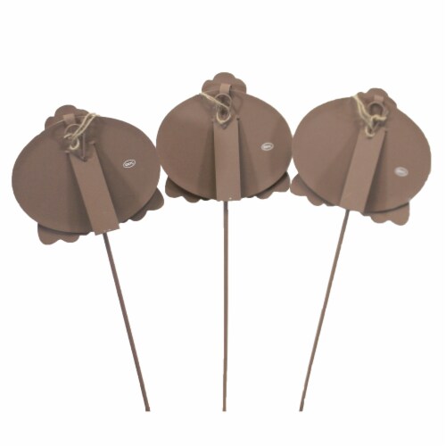 Plaid Bunny Bottoms Stakes - Three Garden Stakes 23.5 Inch, Metal - Garden E21035 Perspective: back