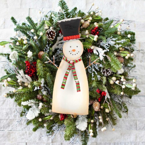 Round Top Collection Snowman Bell Lg Metal Christmas Classic Top Hat C21007 Perspective: back