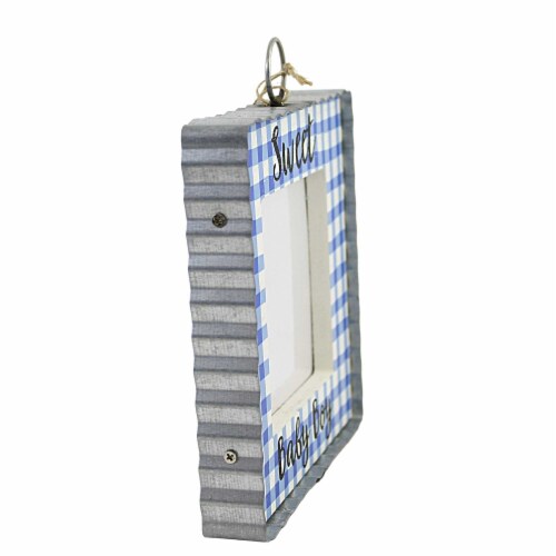 Round Top Collection Baby Boy Photo Frame Wood Picture Gingham Y22028 Perspective: back